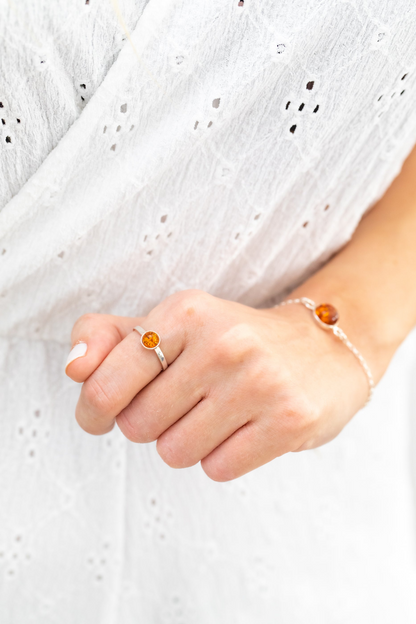 ESSENTIALS Mini Amber Stacking Ring - Minimal Amber Jewellery - BEYRUN