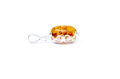 Demi Amber Drop Pendant - Elegant Baltic Amber Necklace - BEYRUN