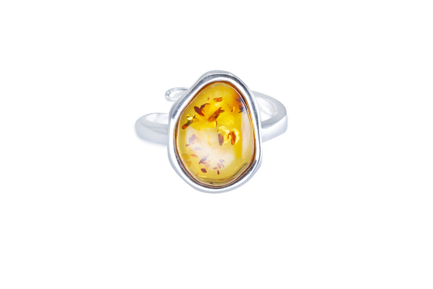 Amber ELEMENT Solitaire Adjustable Ring – Baltic Amber & Sterling Silver