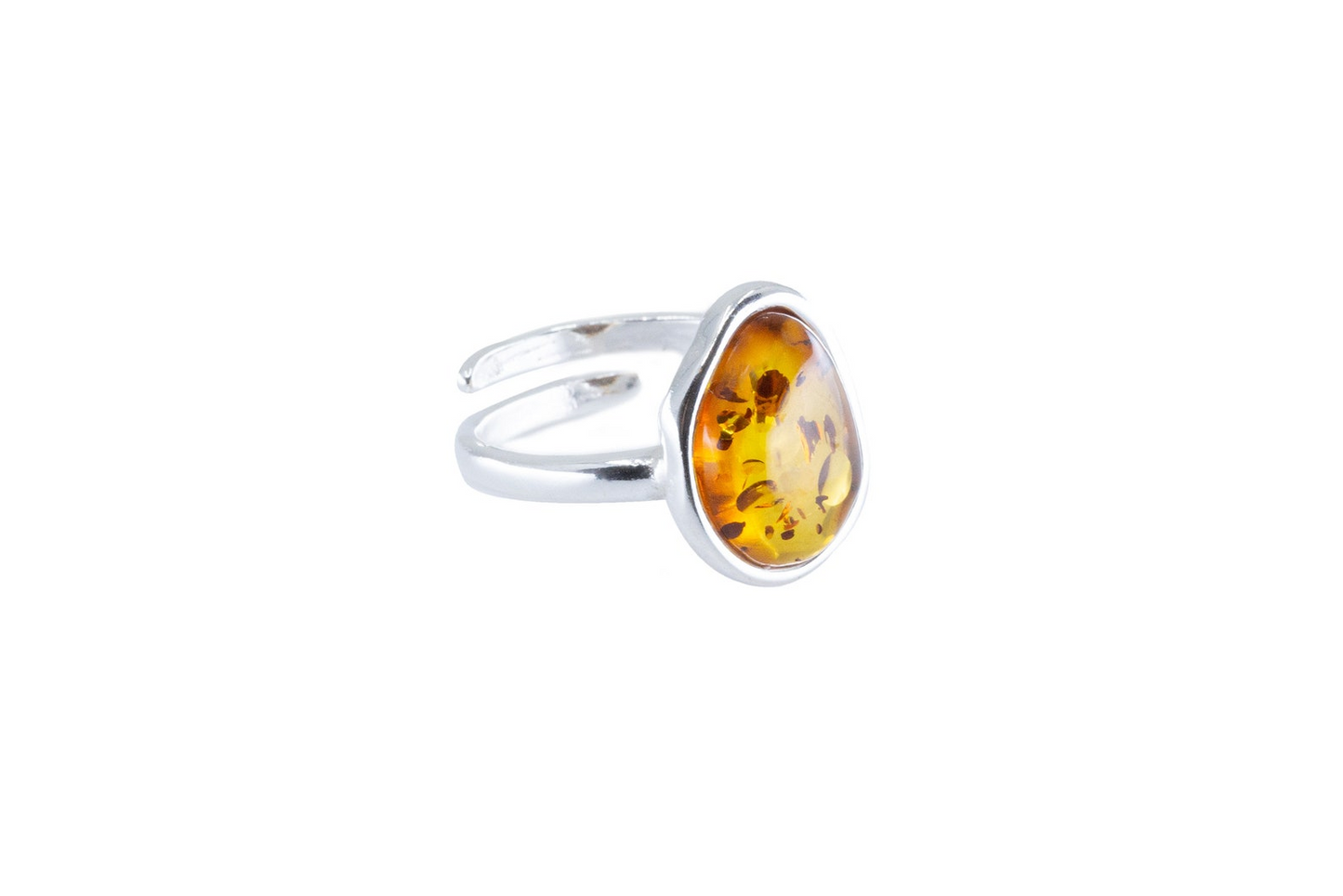 Amber ELEMENT Solitaire Adjustable Ring – Baltic Amber & Sterling Silver