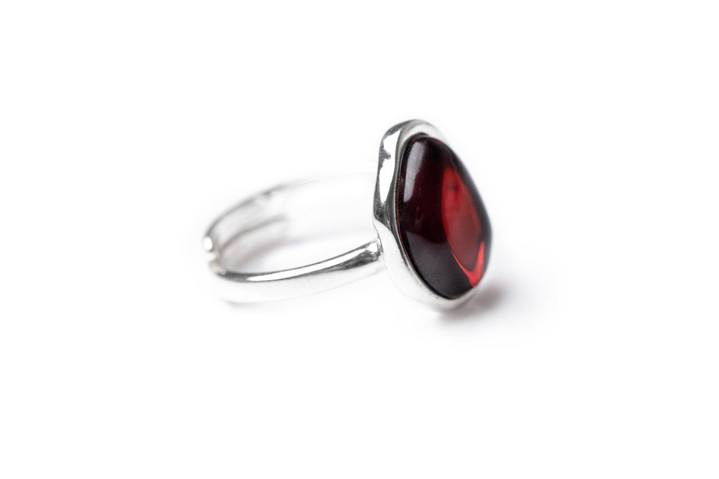 Cherry Amber ELEMENT Solitaire Adjustable Ring - Baltic Beauty Jewellery - BEYRUN