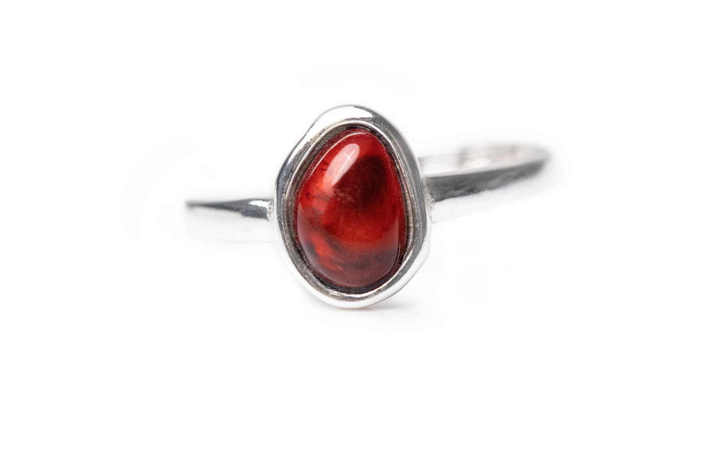 Cherry Amber ELEMENT Stacking Ring - Baltic Beauty Jewellery - BEYRUN