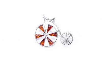 Amber Detail Penny Farthing Brooch | Handmade Sterling Silver - BEYRUN