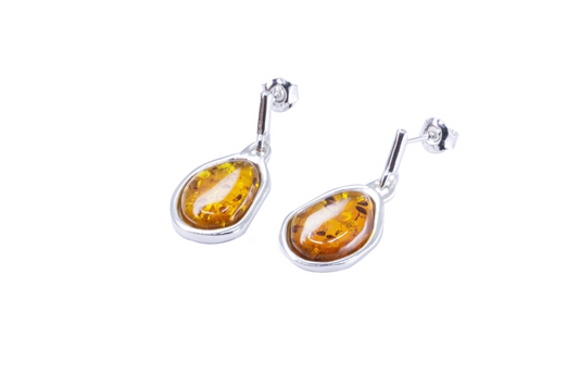 Amber ELEMENTS Drop Earrings - Stunning Baltic Amber & Sterling Silver