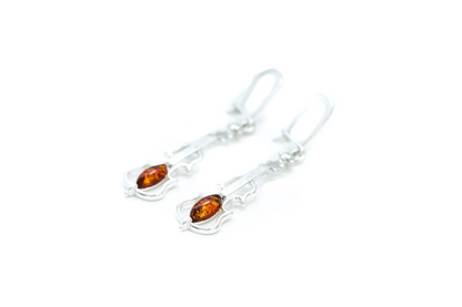 Amber Violin Dangle Earrings | Sterling Silver and Baltic Amber - BEYRUN