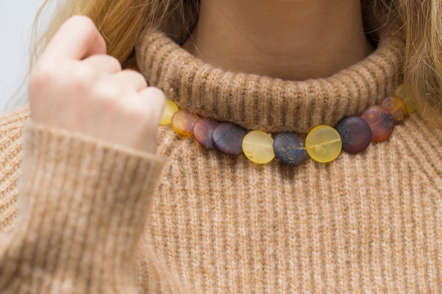 Colourful Amber Necklace - Round Amber Bead Necklace