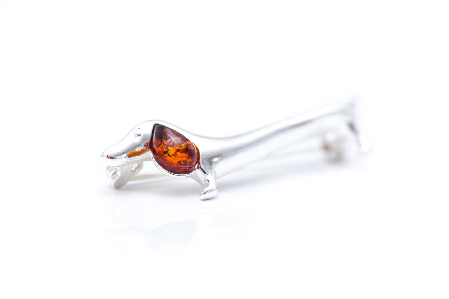 Dachshund Amber Dog Brooch - Sterling Silver & Baltic Amber, Perfect Accessory for Dog Lovers