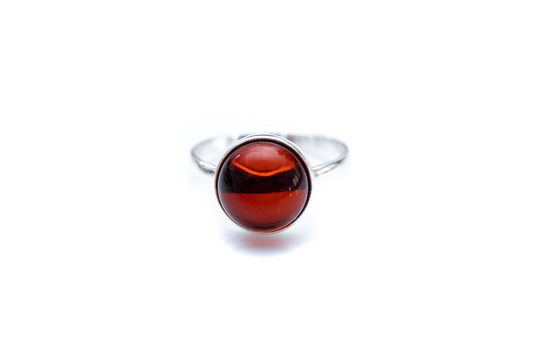 ESSENTIALS Cherry Red Amber Solitaire Ring - Minimalist Everyday Jewelry - BEYRUN