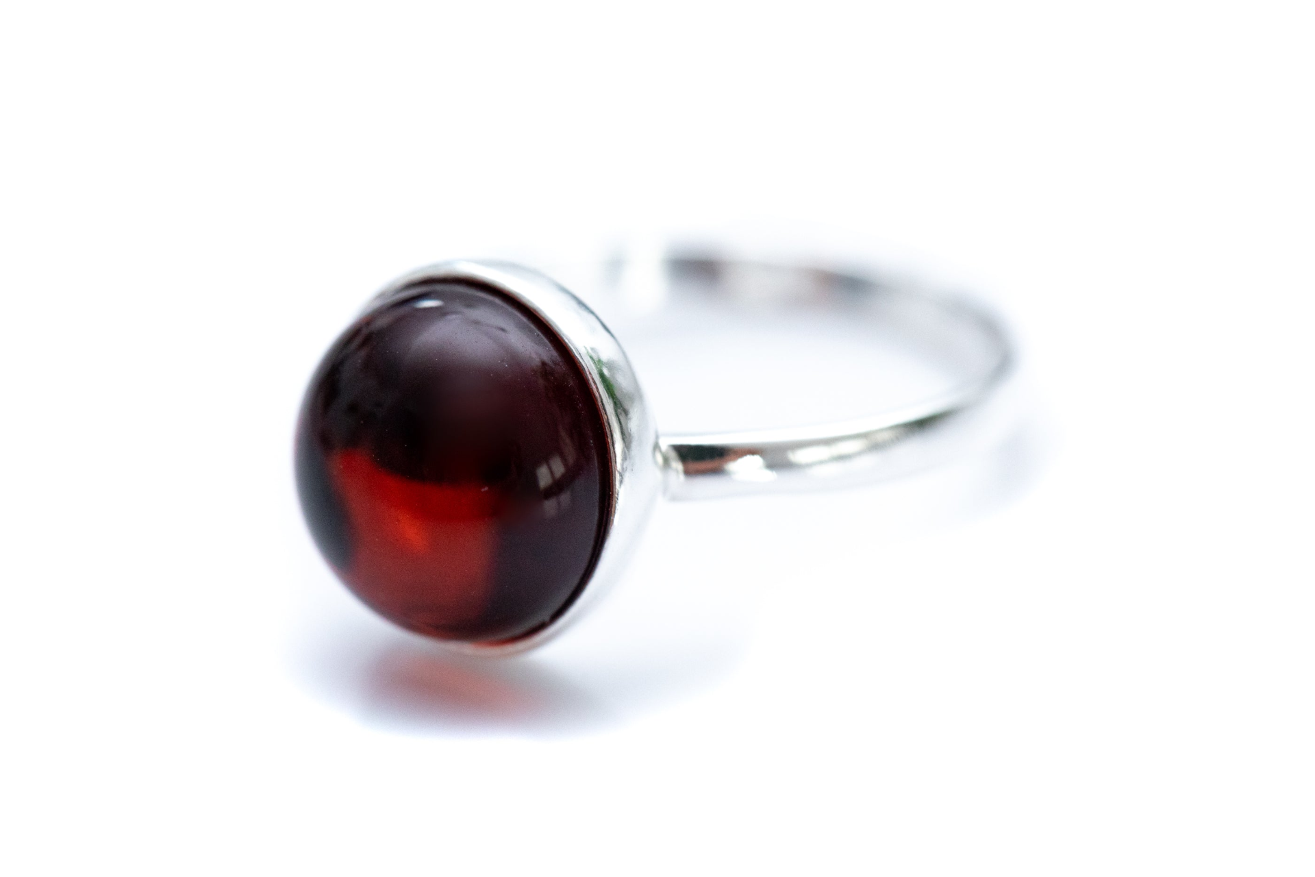 ESSENTIALS Cherry Red Amber Solitaire Ring - Minimalist Everyday Jewelry - BEYRUN