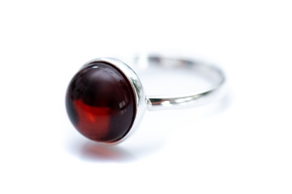 ESSENTIALS Cherry Red Amber Solitaire Ring - Minimalist Everyday Jewelry - BEYRUN