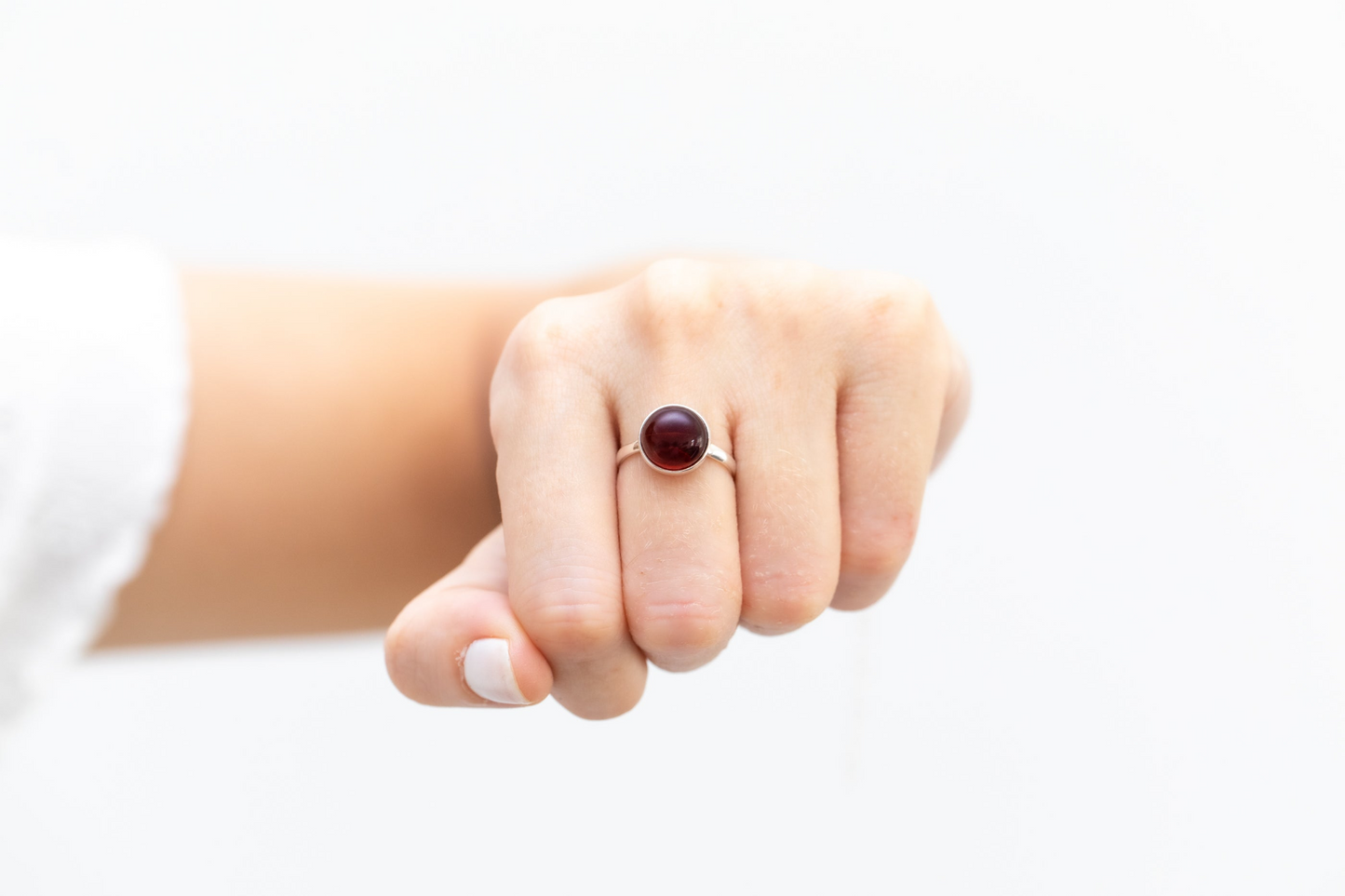 ESSENTIALS Cherry Red Amber Solitaire Ring - Minimalist Everyday Jewelry - BEYRUN