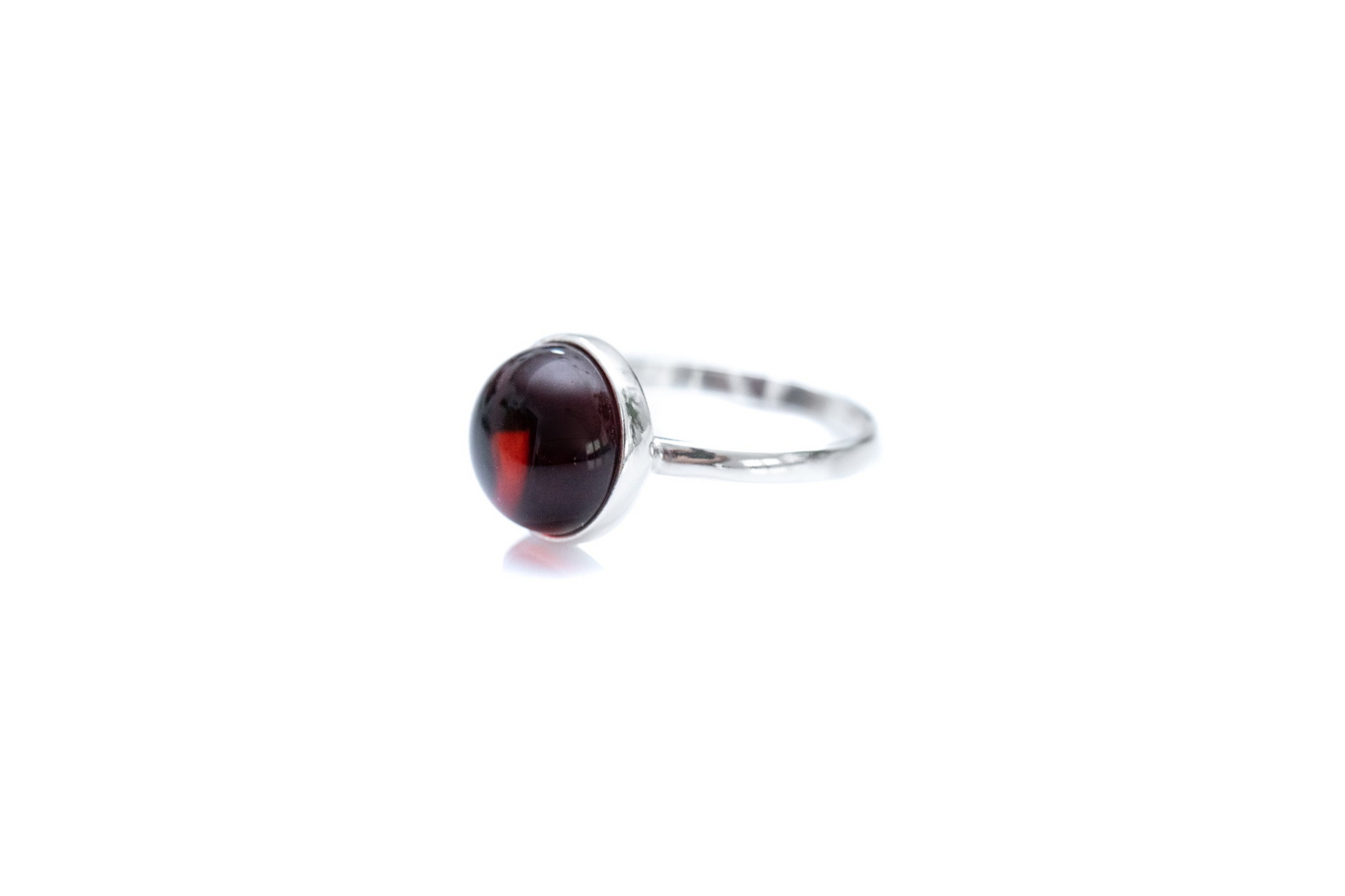 ESSENTIALS Cherry Red Amber Solitaire Ring - Minimalist Everyday Jewelry - BEYRUN