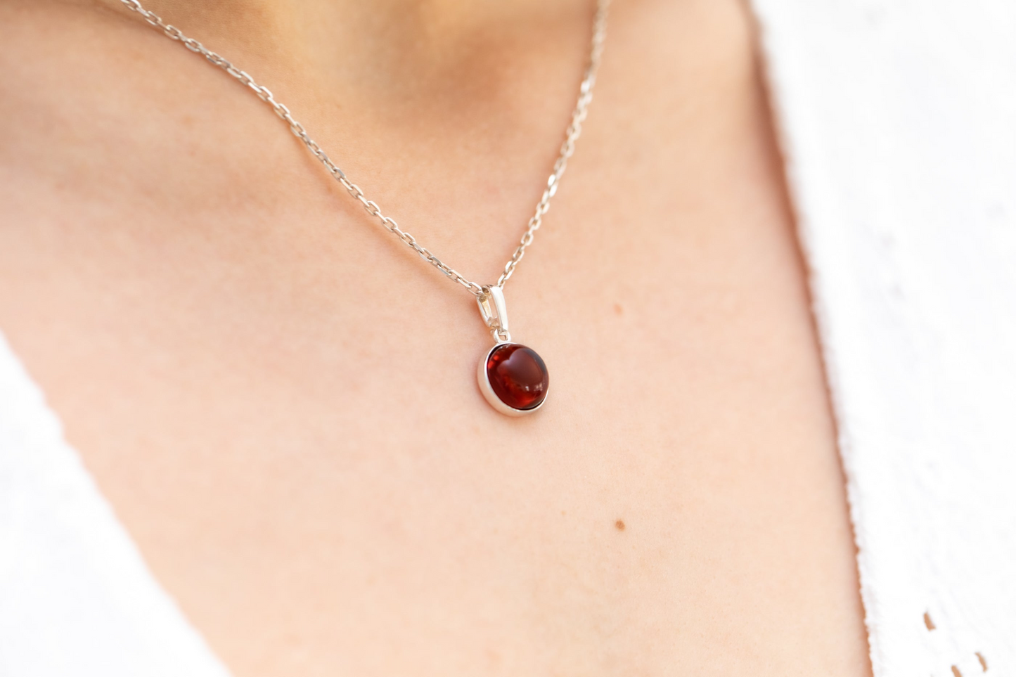 ESSENTIALS Mini Cherry Amber Pendant - Dainty, Minimalist Necklace for Everyday Wear - BEYRUN