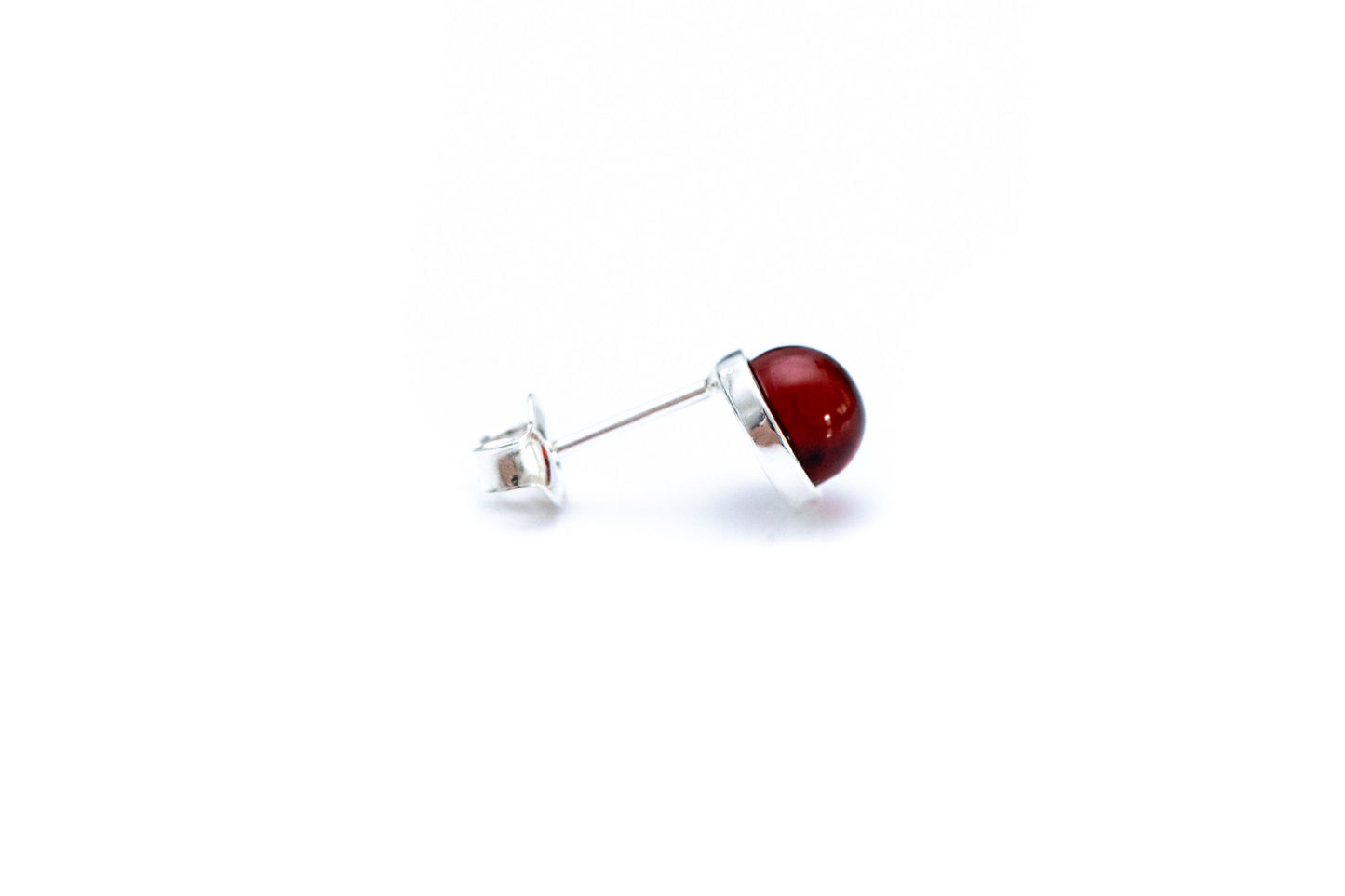 ESSENTIALS Mini Cherry Red Amber Stud Earrings - Minimalist Amber Jewelry - BEYRUN