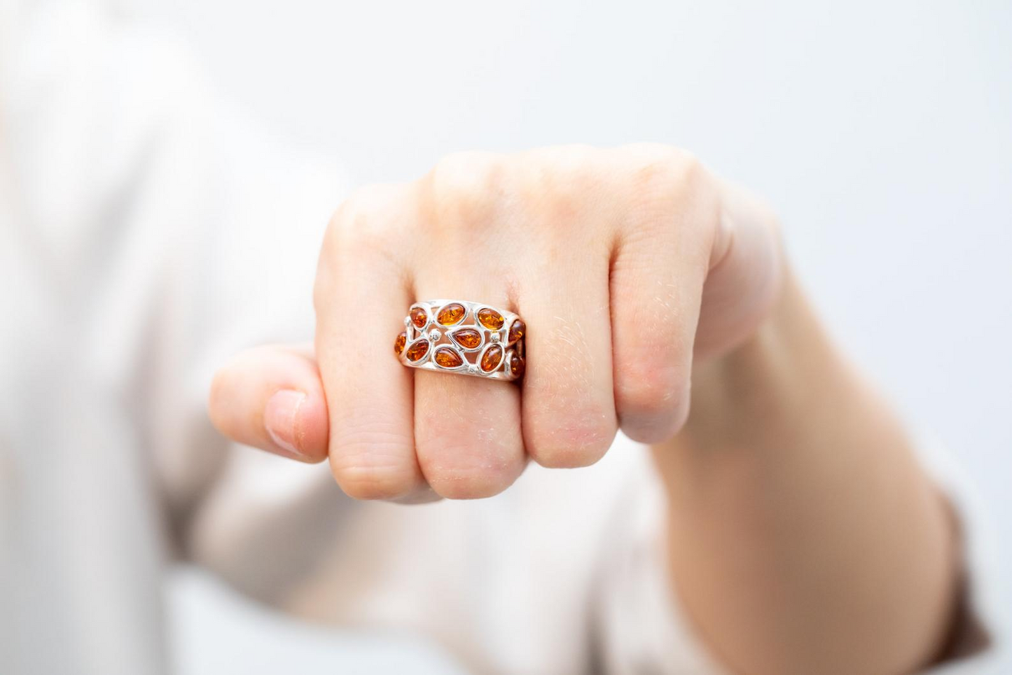 Floral Amber Cuff Ring - Statement Jewellery Box Must-Have - BEYRUN