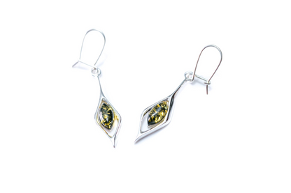 Green Amber Droplet Earrings - Elegant and Delicate Design - BEYRUN