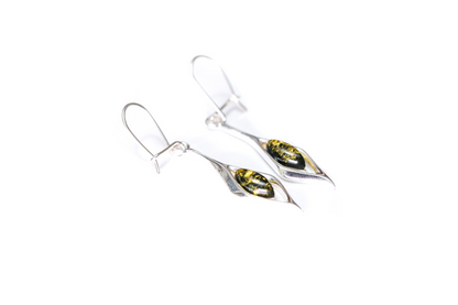 Green Amber Droplet Earrings - Elegant and Delicate Design - BEYRUN