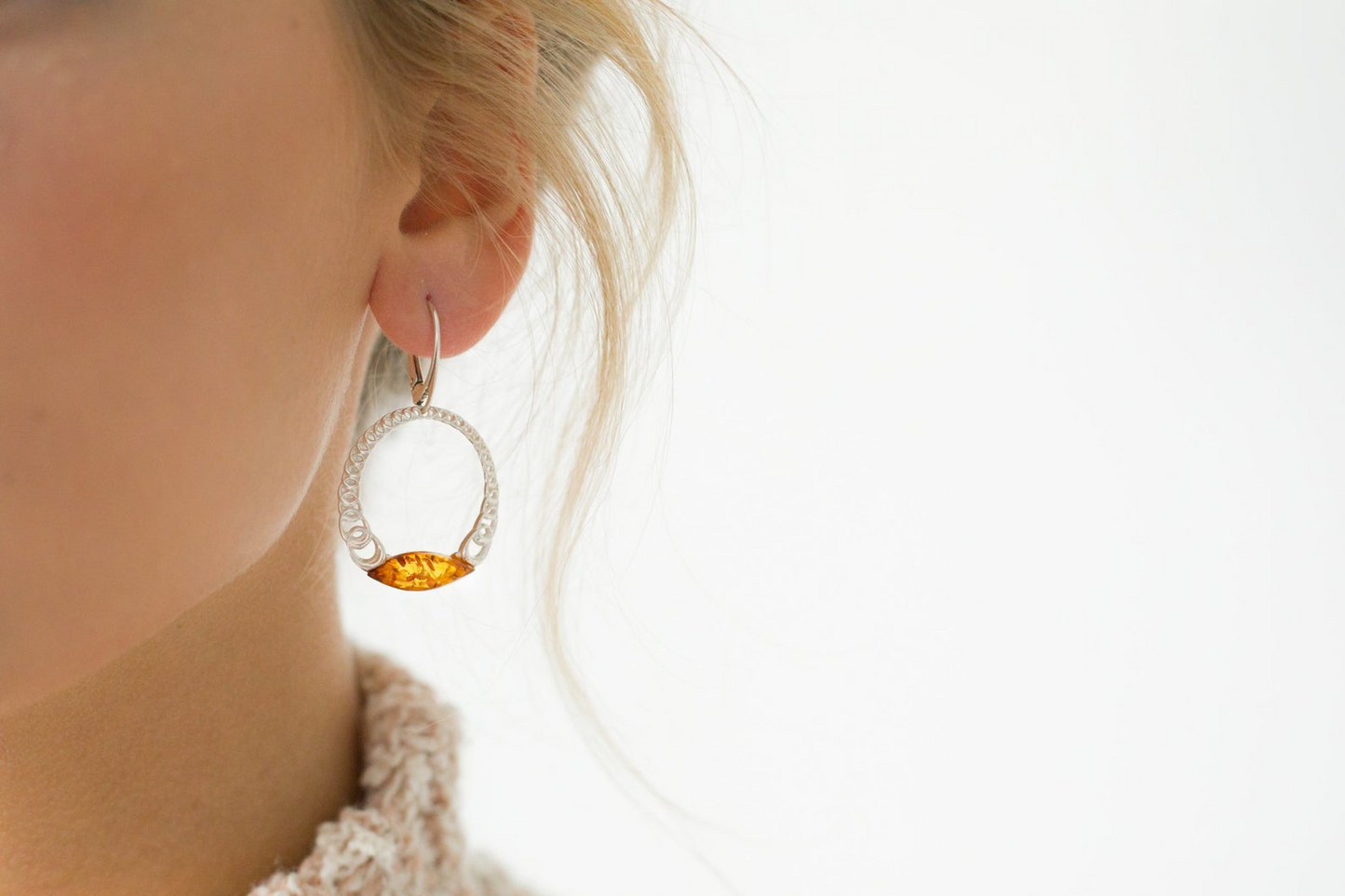 Sparkling Large Cognac Hoop Earrings - Statement Earrings for Evening Wear - BEYRUN