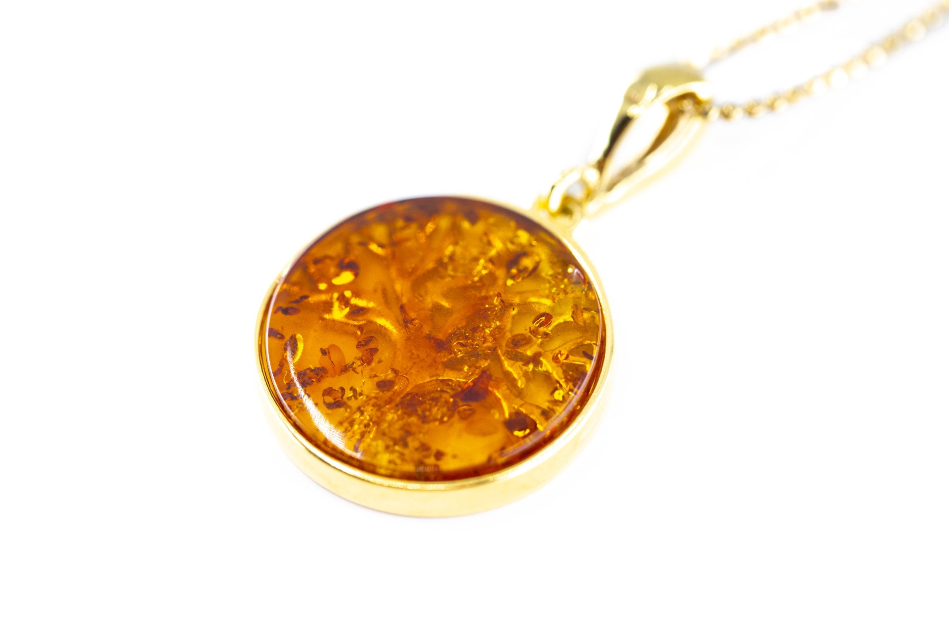 Large Gold Plated Tree of Life Pendant - Baltic Amber & Sterling Silver - BEYRUN