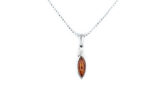 Shop the Minimal Leaf Amber Pendant - Elegant and Subtle Jewelry - BEYRUN