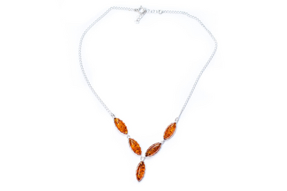 Modern Y Necklace with Baltic Amber