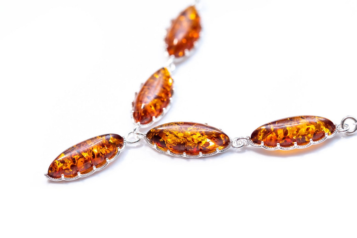 Modern Y Necklace with Baltic Amber