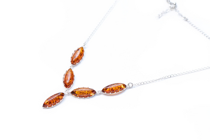 Modern Y Necklace with Baltic Amber