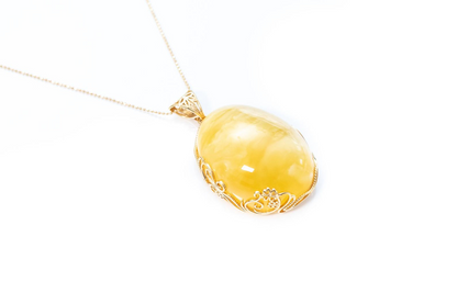 OOAK Butterscotch Reverse Filigree Pendant | Baltic Amber Jewelry - BEYRUN