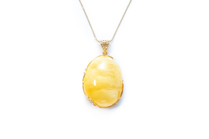 OOAK Butterscotch Reverse Filigree Pendant | Baltic Amber Jewelry - BEYRUN