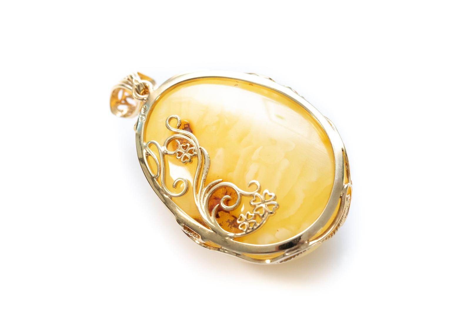 OOAK Butterscotch Reverse Filigree Pendant | Baltic Amber Jewelry - BEYRUN