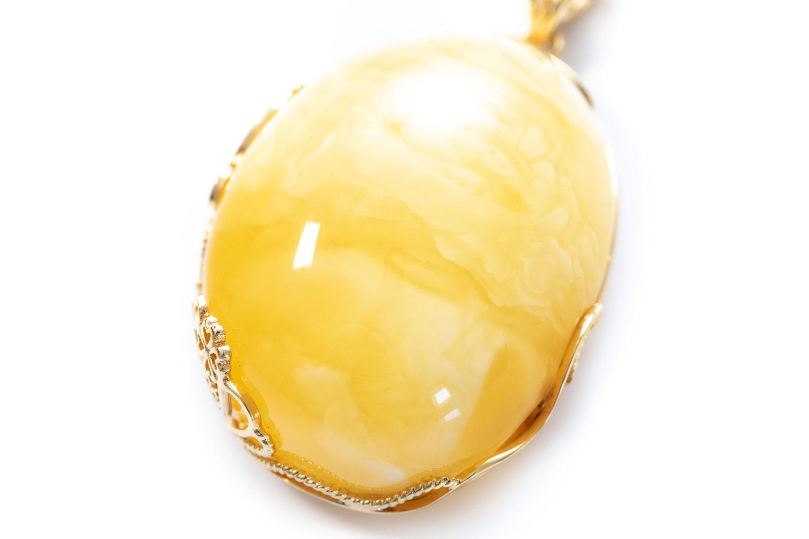 OOAK Butterscotch Reverse Filigree Pendant | Baltic Amber Jewelry - BEYRUN