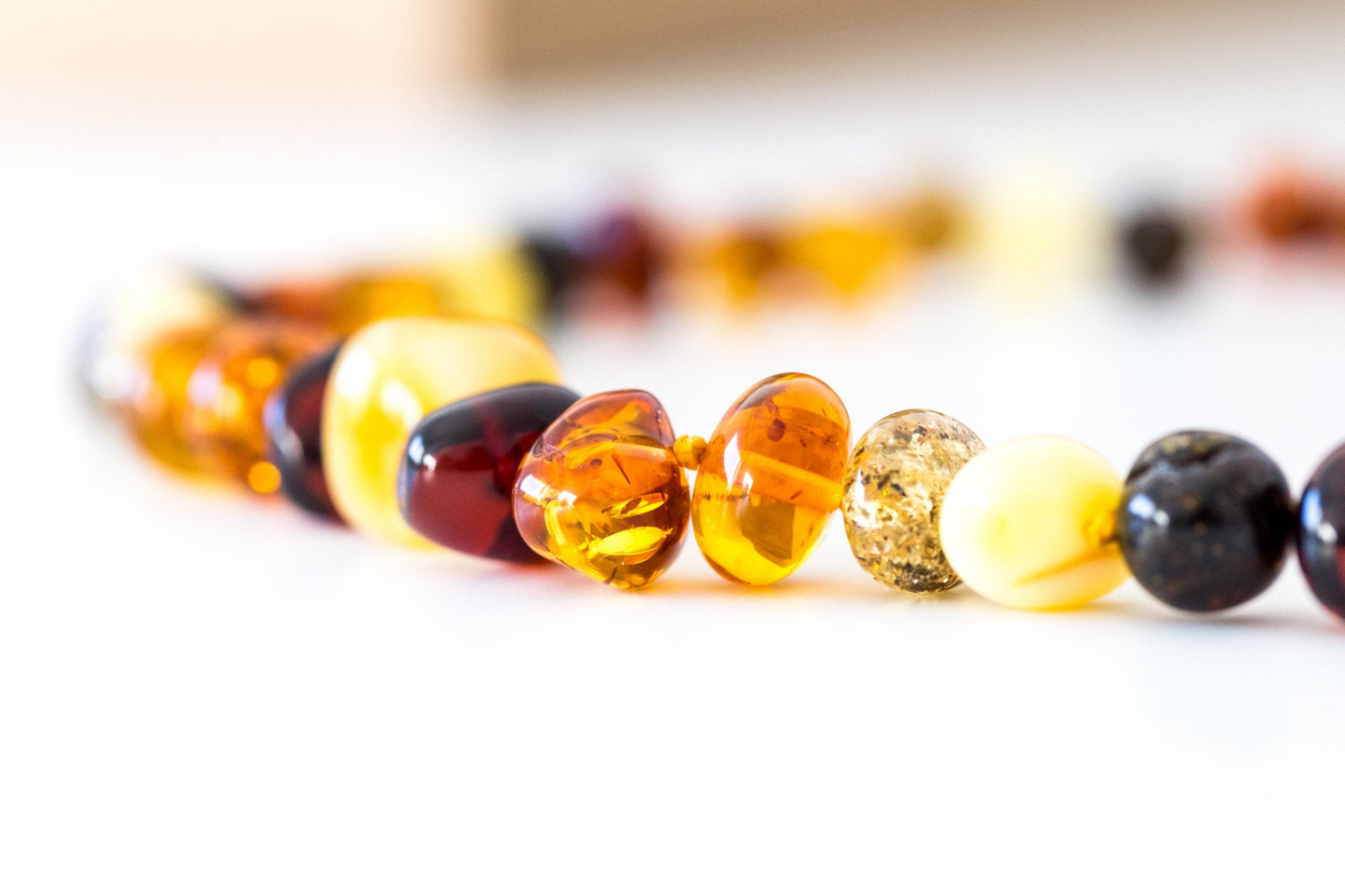 Polished Nugget Amber Bead Necklace