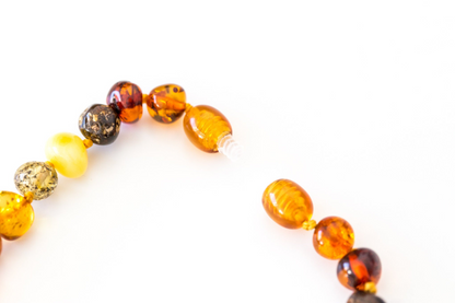 Polished Nugget Amber Bead Necklace