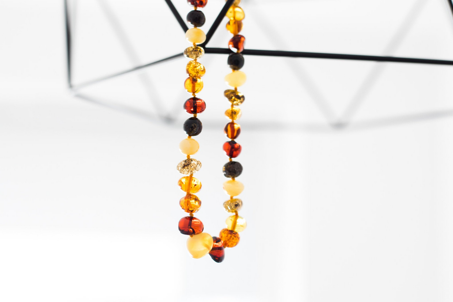 Polished Nugget Amber Bead Necklace