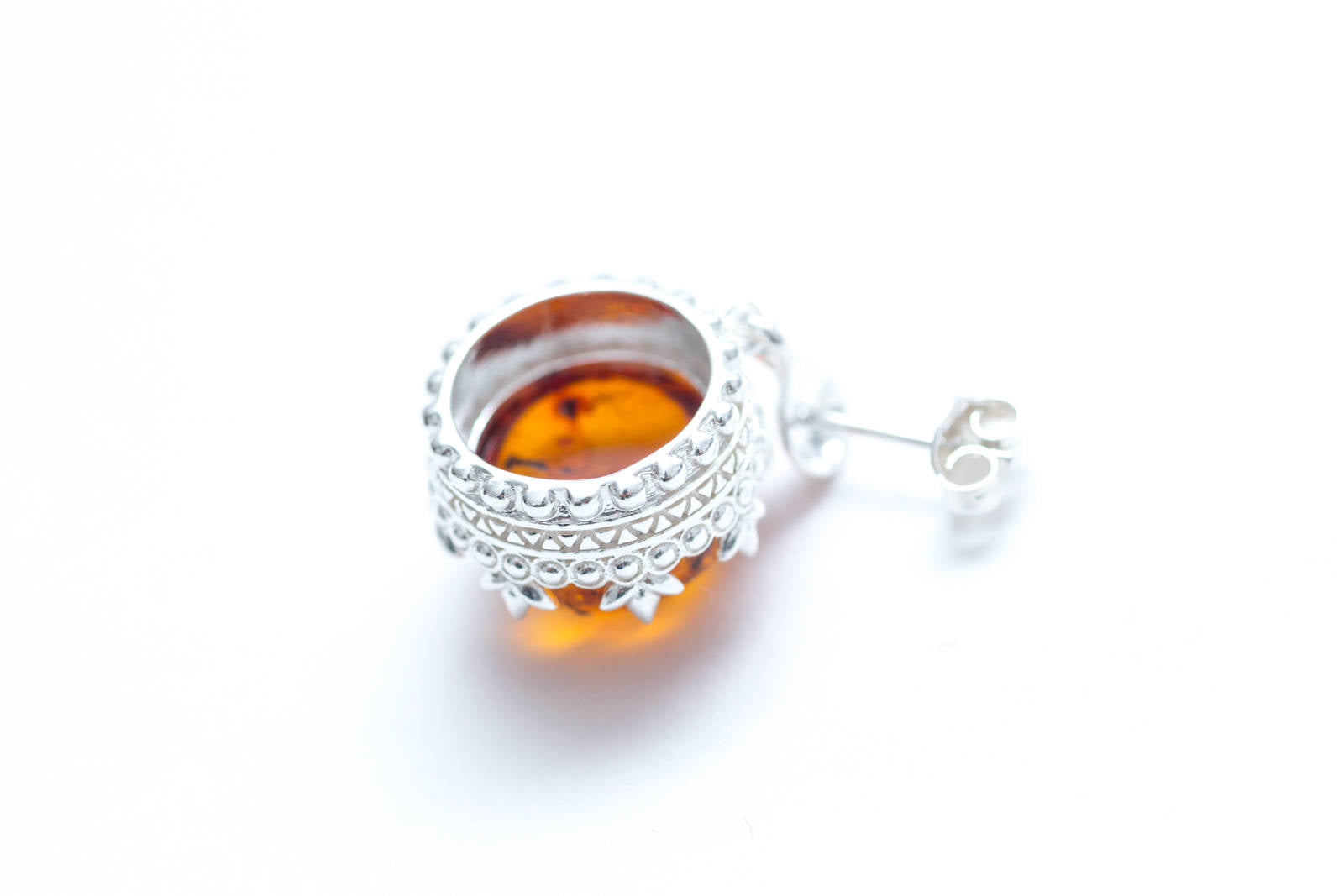 Princess Crown Drop Earrings | Sterling Silver & Baltic Amber - BEYRUN