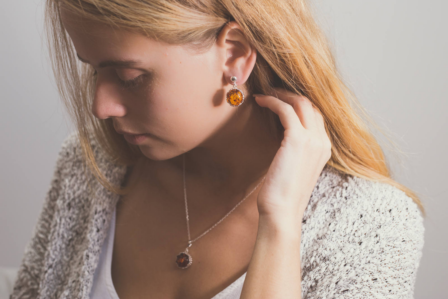 Princess Crown Drop Earrings | Sterling Silver & Baltic Amber - BEYRUN