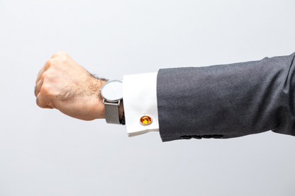 Quintessence Statement Amber Cufflinks - Elegant Baltic Amber with Sterling Silver - BEYRUN