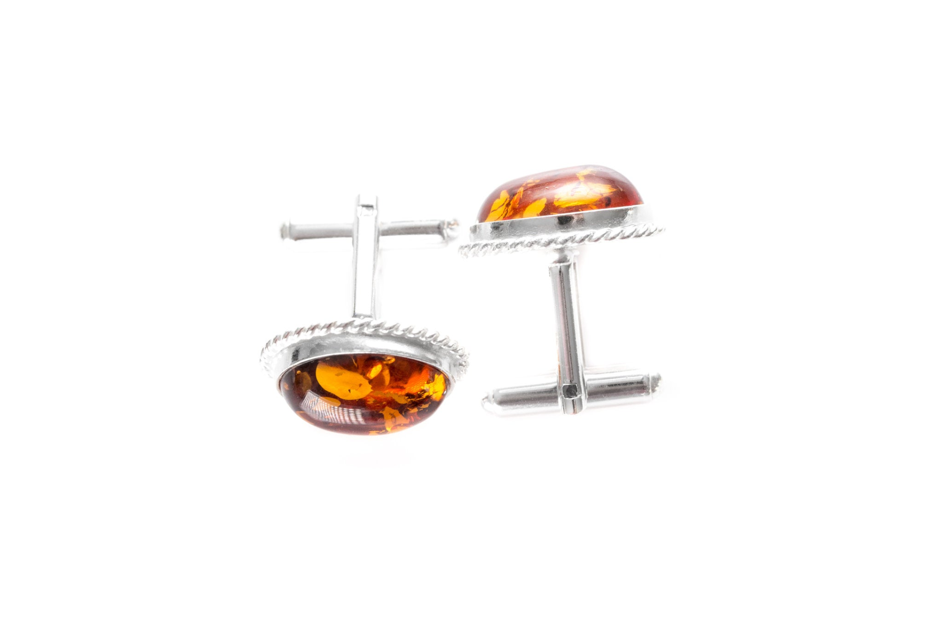 Quintessence Statement Amber Cufflinks - Elegant Baltic Amber with Sterling Silver - BEYRUN