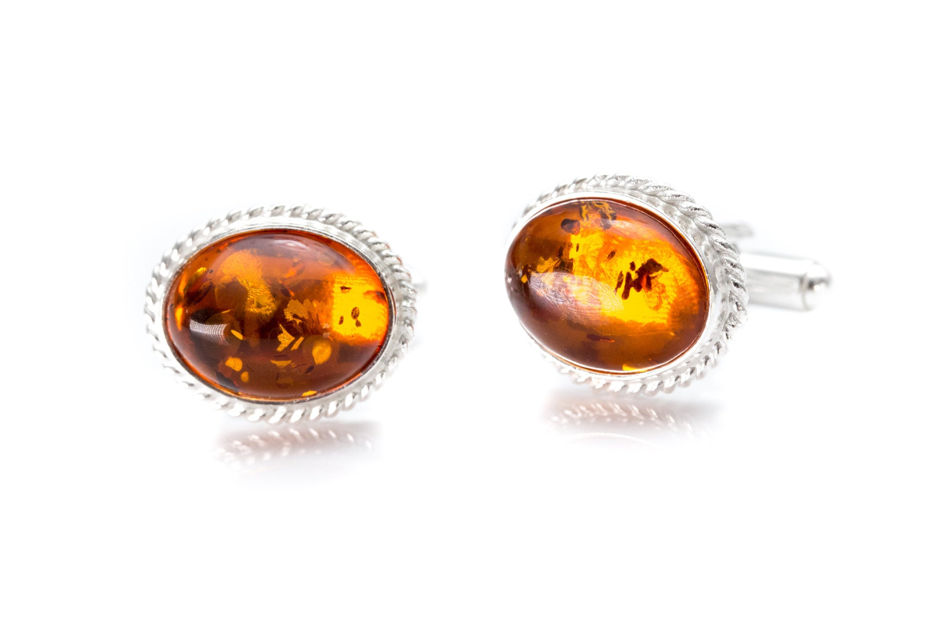 Quintessence Statement Amber Cufflinks - Elegant Baltic Amber with Sterling Silver - BEYRUN