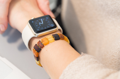 Unisex Amber Rectangular Bead Bracelet