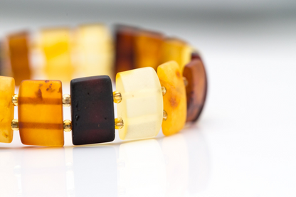 Unisex Amber Rectangular Bead Bracelet