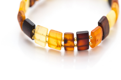 Unisex Amber Rectangular Bead Bracelet