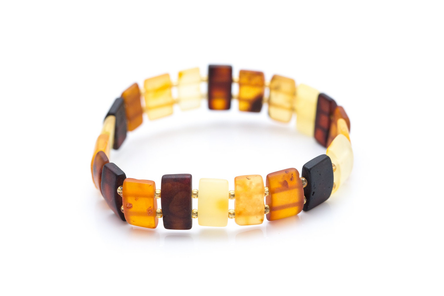 Unisex Amber Rectangular Bead Bracelet