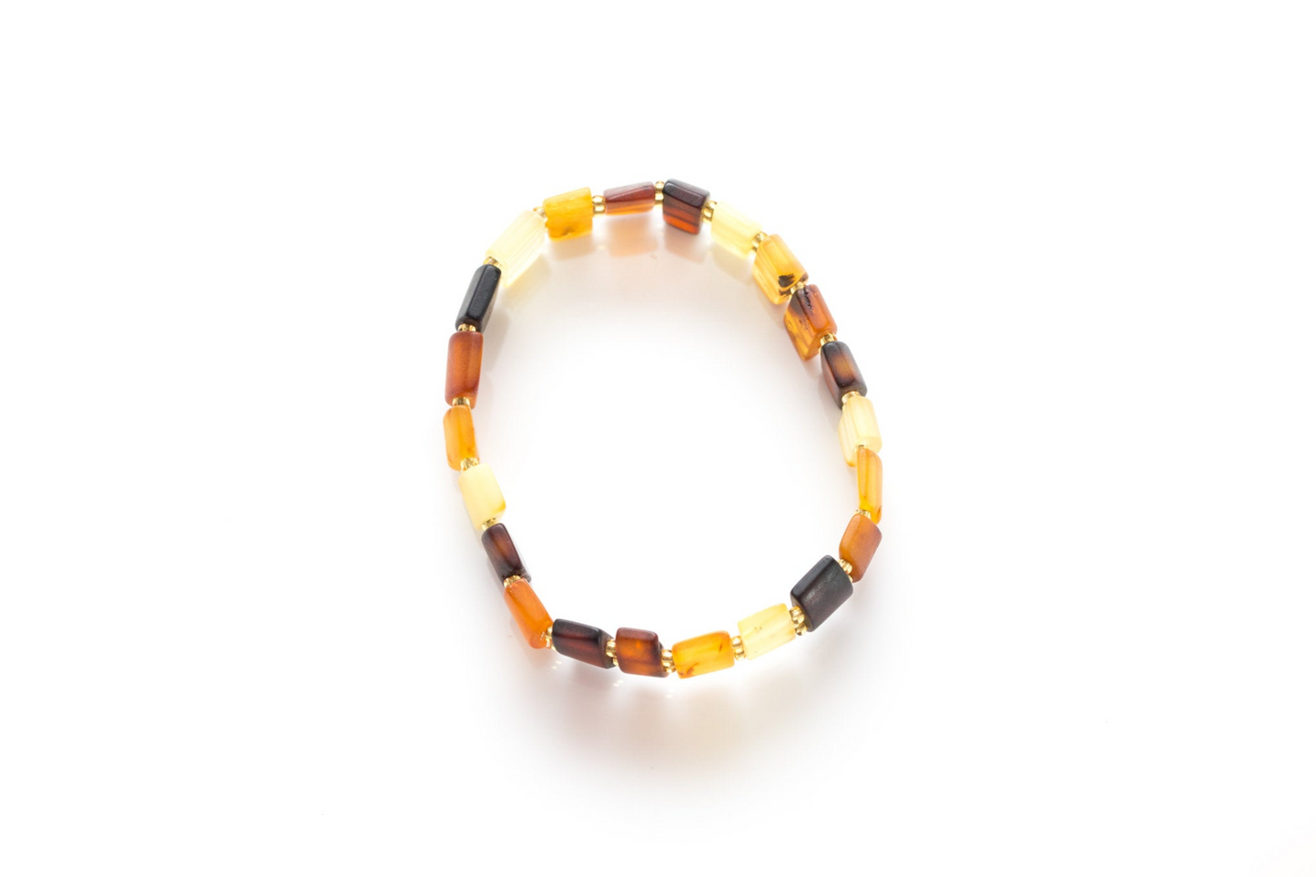 Unisex Amber Rectangular Bead Bracelet