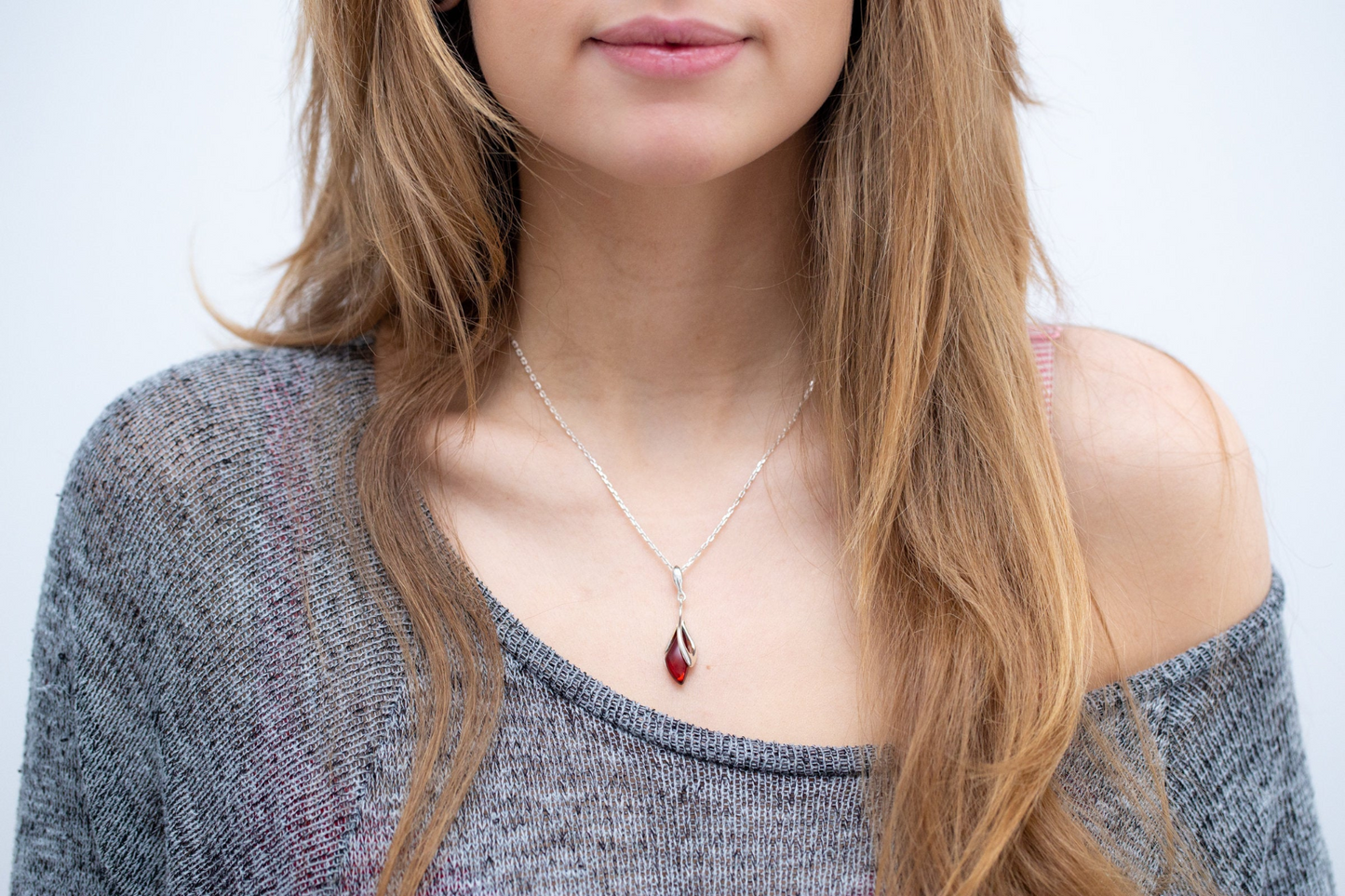 Subtle Cherry Amber Droplet Pendant - Elegant Everyday Wear - BEYRUN