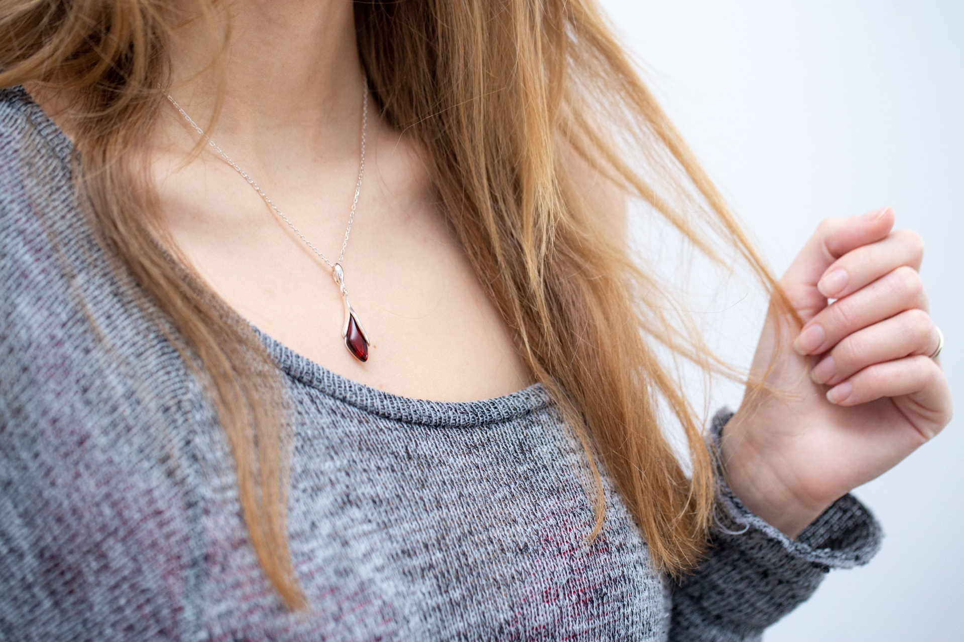 Subtle Cherry Amber Droplet Pendant - Elegant Everyday Wear - BEYRUN