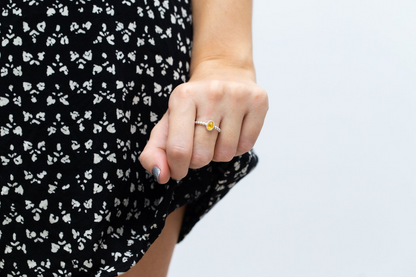 Yellow Amber Bubble Stacking Ring - Minimalist Everyday Wear - BEYRUN