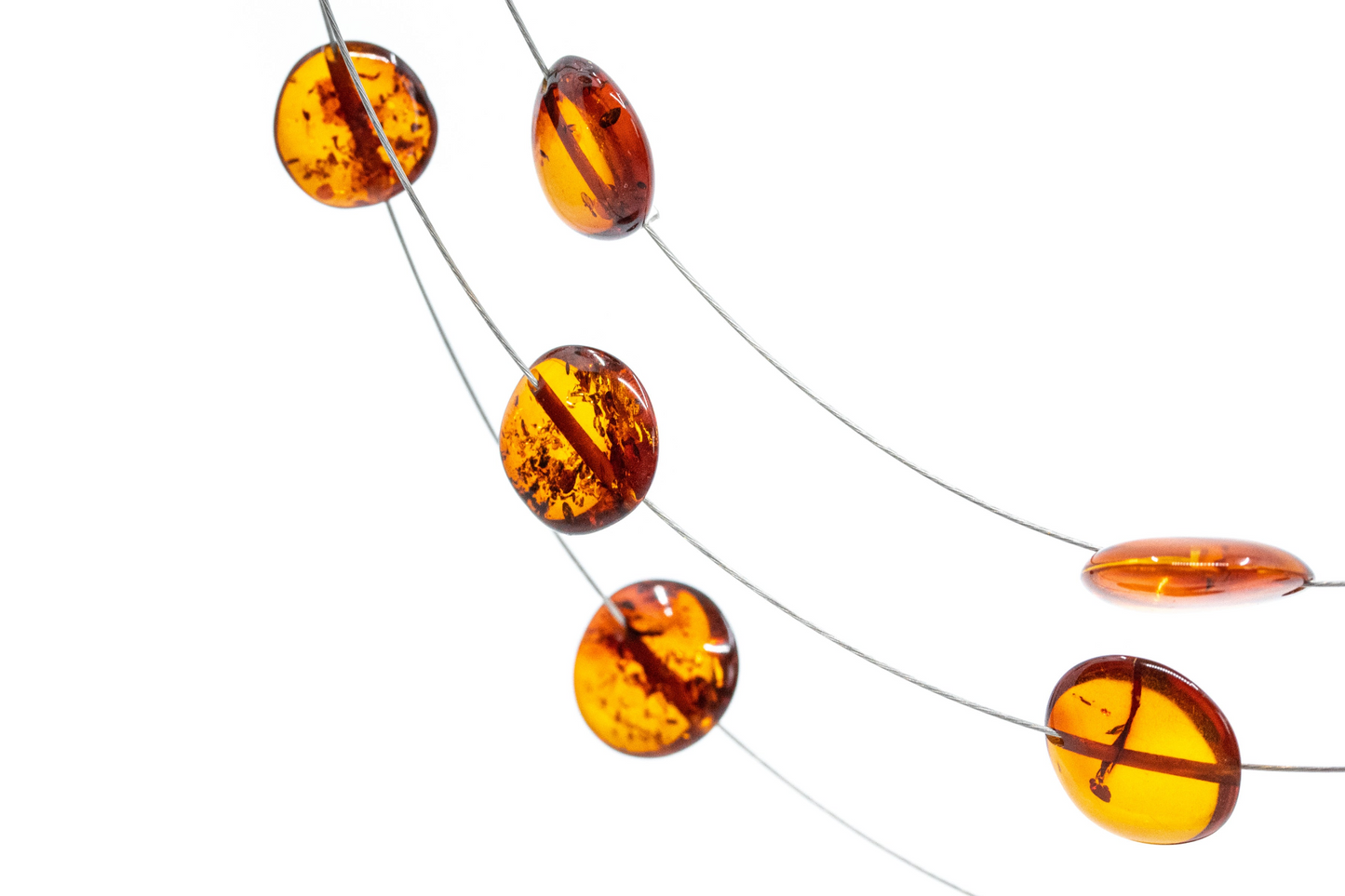 RAW Layered Cognac Amber Discs Necklace