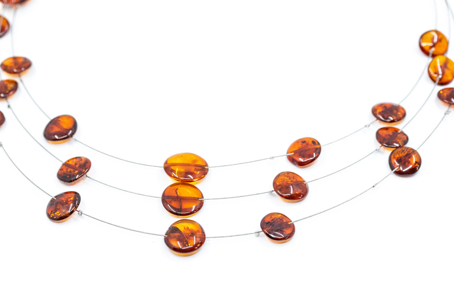 RAW Layered Cognac Amber Discs Necklace