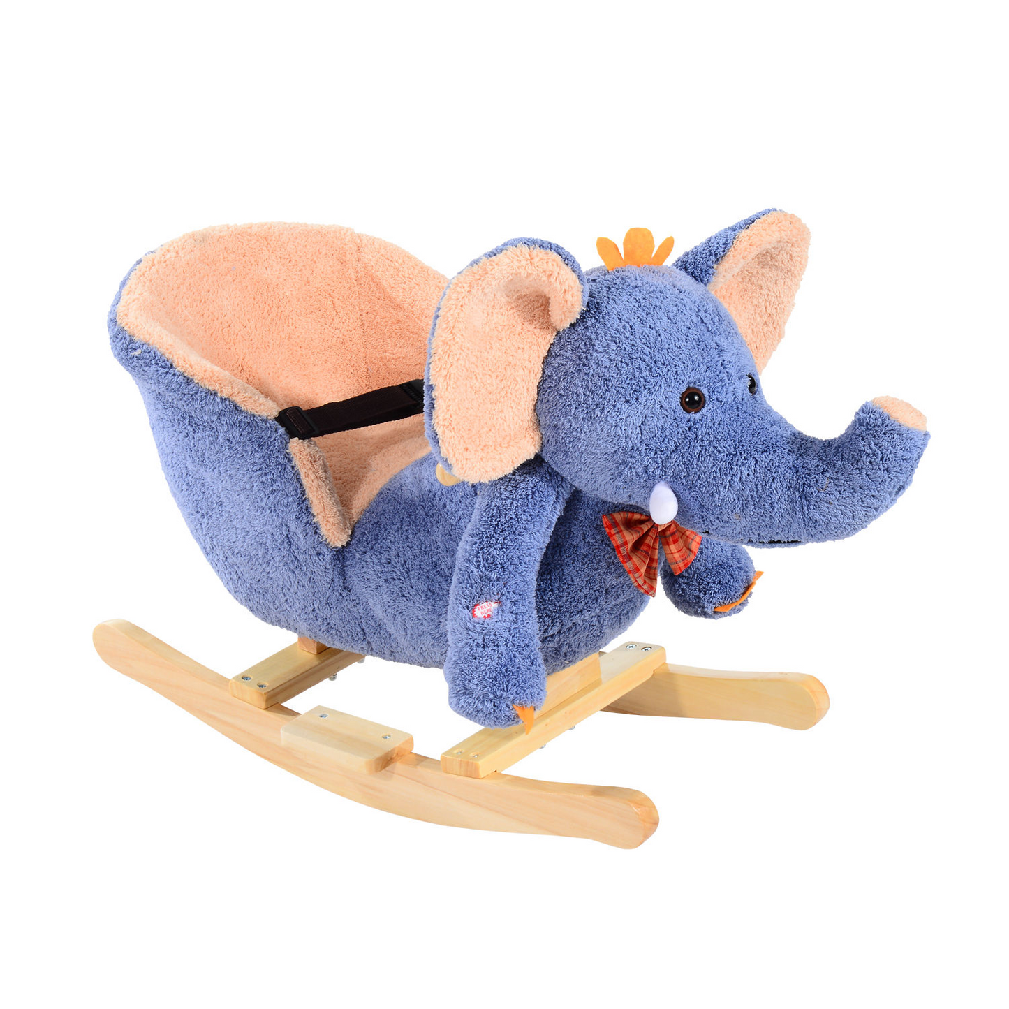 HOMCOM Children Kids Rocking Horse Toys Plush Elephant Rocker Seat with Sound Toddler Baby Gift Blue - BEYRUN